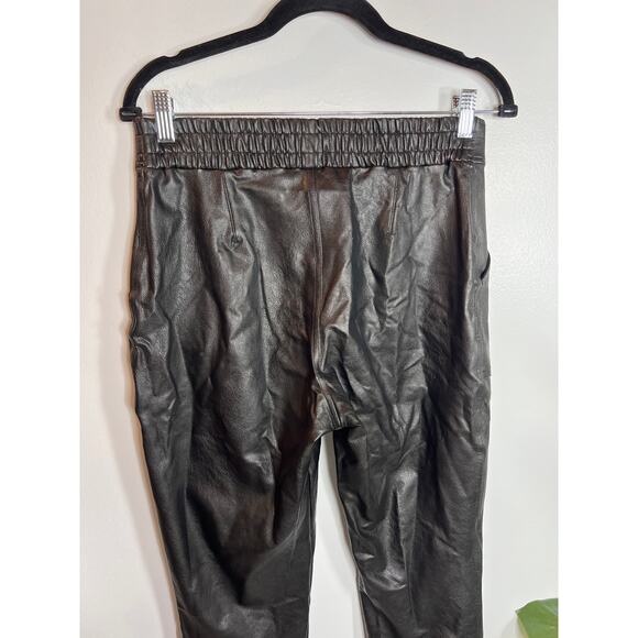 Spanx Black Noir Leather Like Jogger Pants Medium 8 / 10 Capsule Spring Vegan - Picture 8 of 14